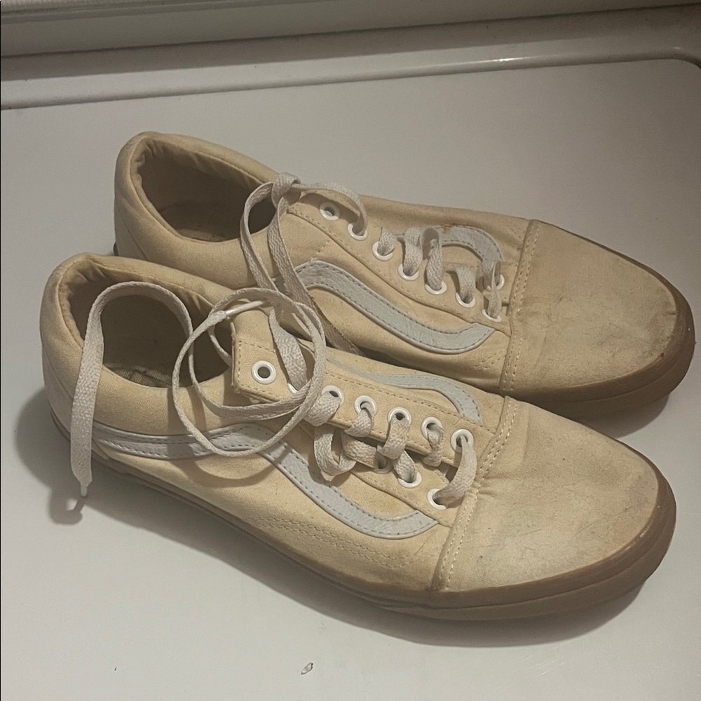 Vans Cream and White Athletic Shoes